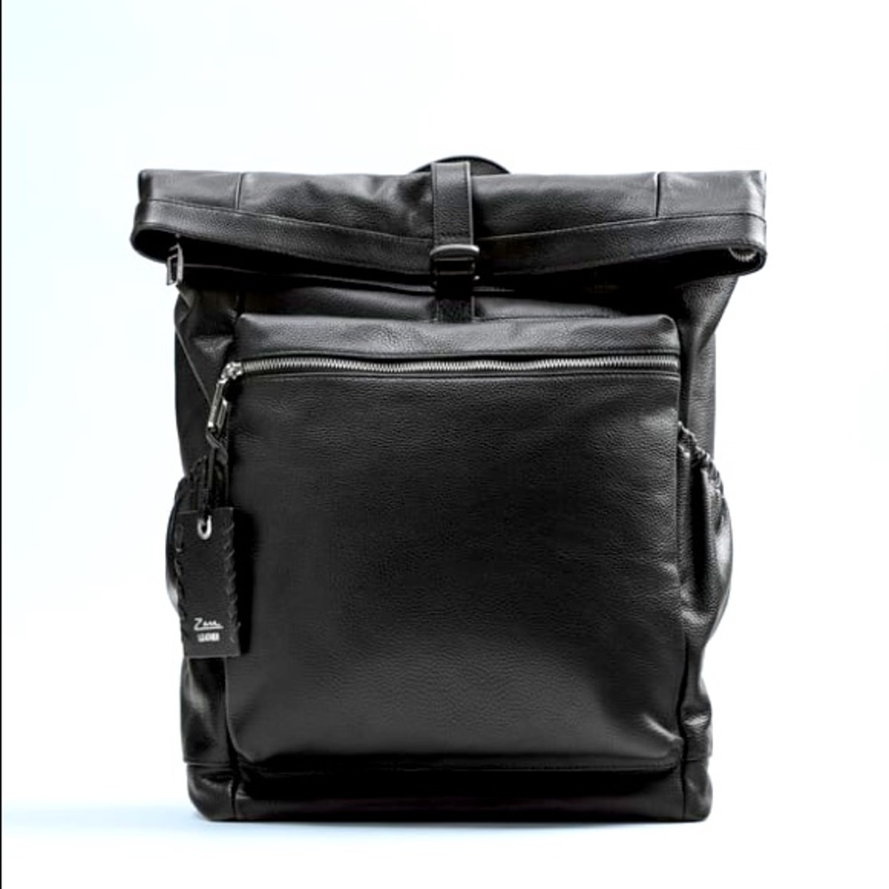 ZARA Leather Flap Backpack - Black